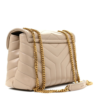 Saint Laurent Calfskin Y Quilted Monogram Small Loulou Chain Satchel Dark Beige 3 of 14