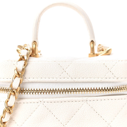 Chanel Caviar Quilted Mini Top Handle Vanity With Chain White 10 of 11