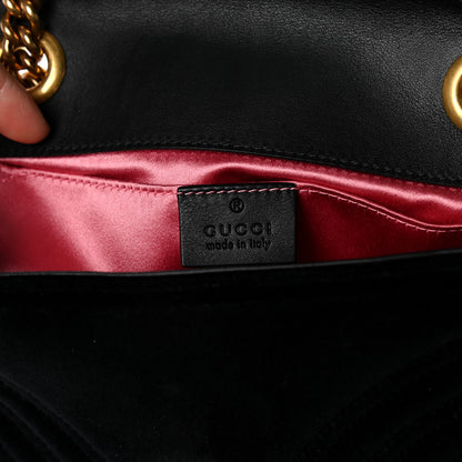 Gucci Velvet Matelasse Mini GG Marmont Shoulder Bag Black 6 of 14