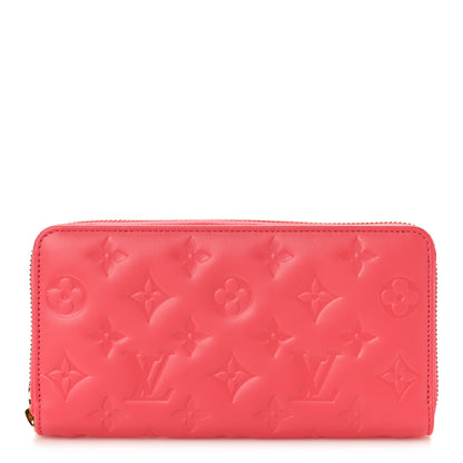 Louis Vuitton Lambskin Embossed Monogram Coussin Zippy Wallet Pink 1 of 8