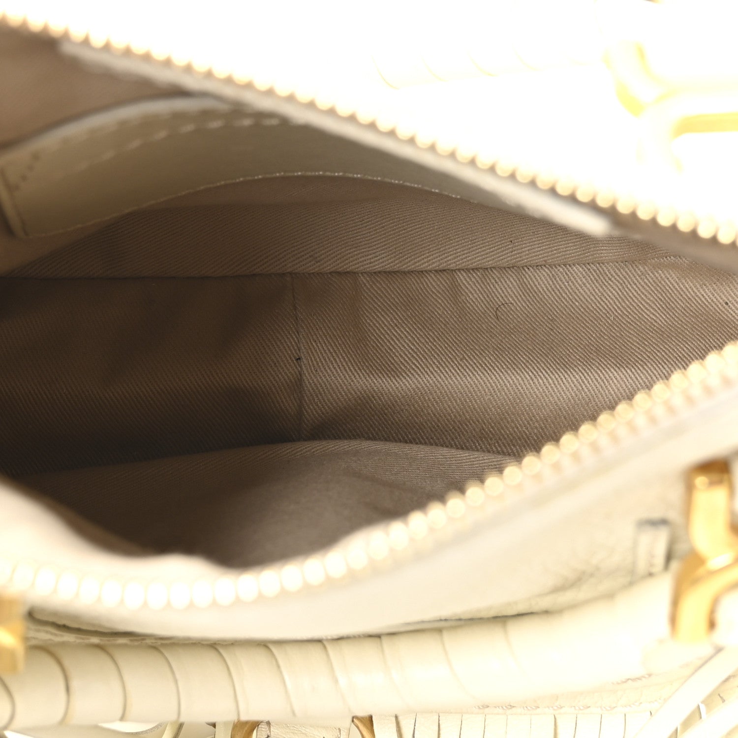 Chloe Shiny Small Grain Calfskin Mini Marcie Multi Fringe Satchel Natural White 5 of 10