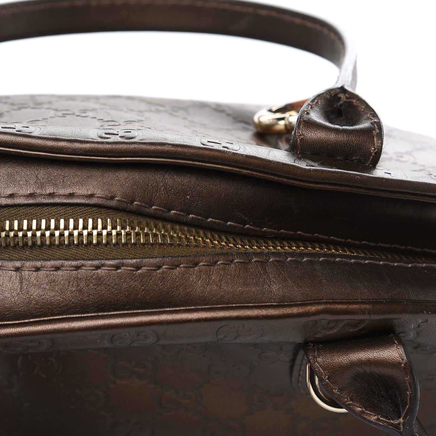 Metallic Guccissima Heart Bit Charm Dome Satchel Bronze