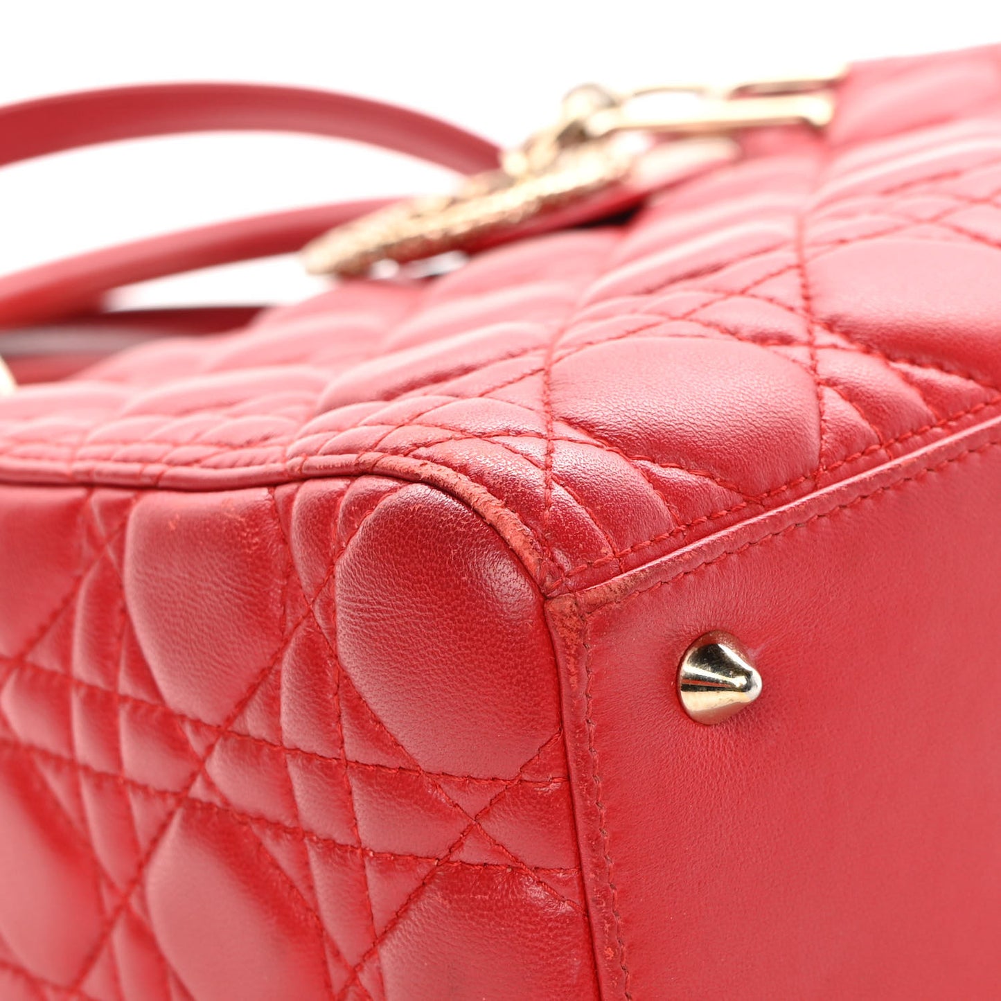 Lambskin Cannage Medium Lady Dior Red