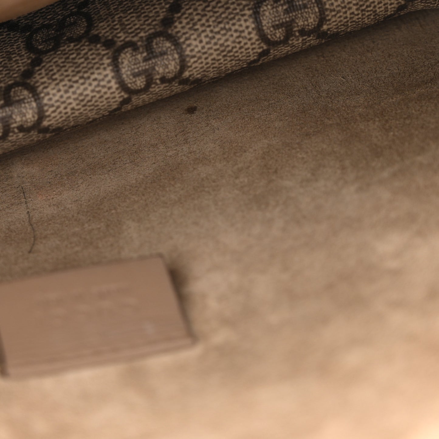 GG Supreme Monogram Suede Crystal Small Dionysus Shoulder Bag Beige Ebony Taupe Beige Ebony Taupe