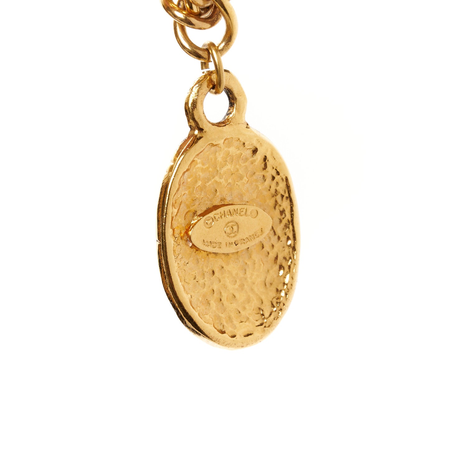 Chanel Metal Regal Crown CC Medallion Necklace Aged Gold 4 of 5