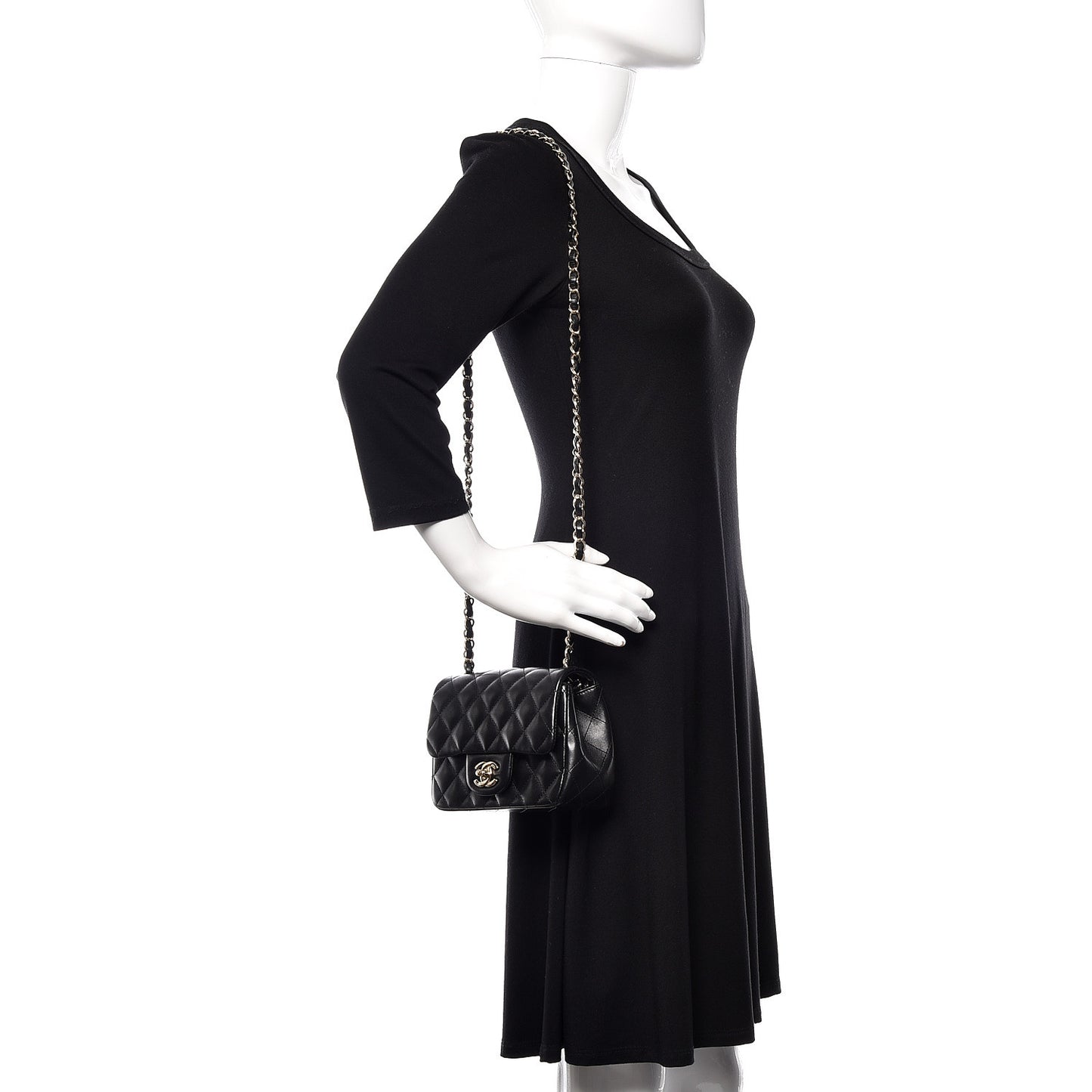 Lambskin Quilted Mini Square Flap Black