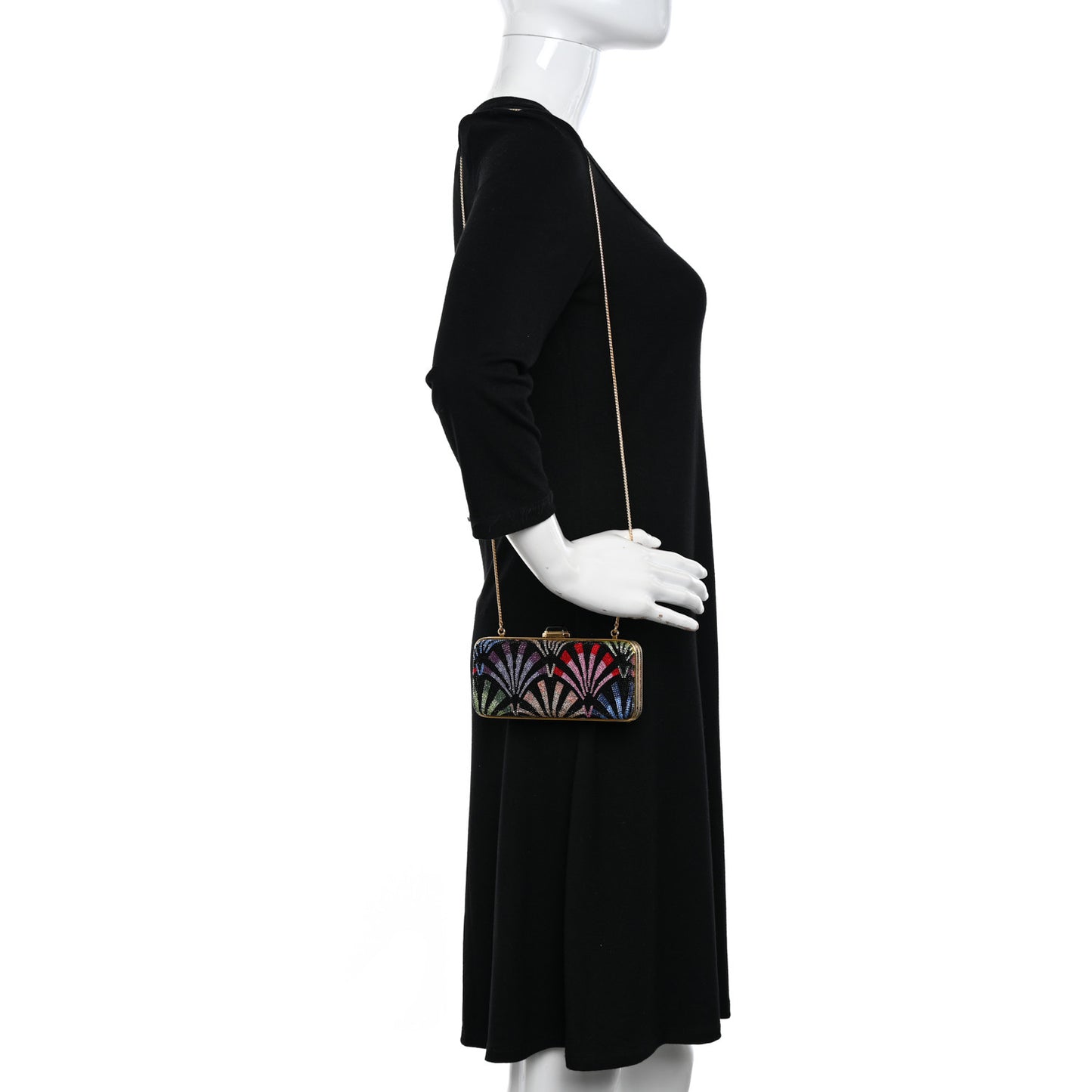 Swarovski Crystal Minaudiere Clutch Black Multicolor