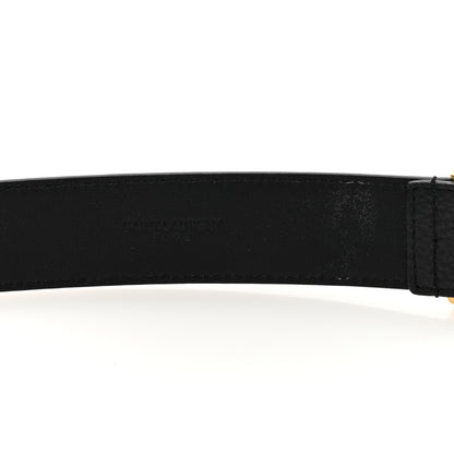Saint Laurent Smooth Calfskin Monogram Square Buckle Belt 105 42 Black 3 of 4