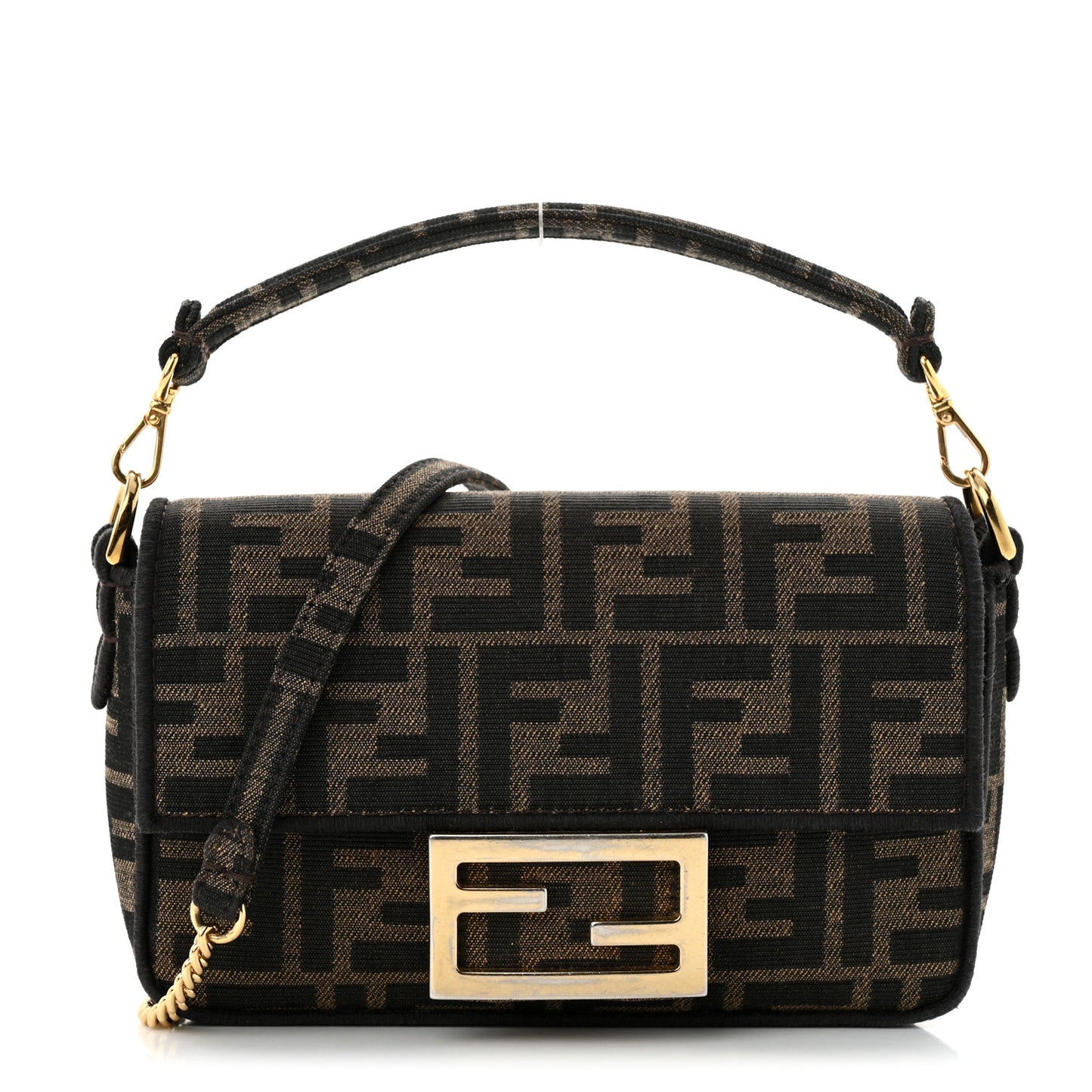 Fabric Jacquard FF 1974 Mini Baguette Tobacco Moro Black