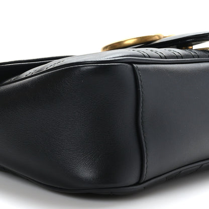 Gucci Calfskin Matelasse Small GG Marmont Shoulder Bag Black 8 of 9