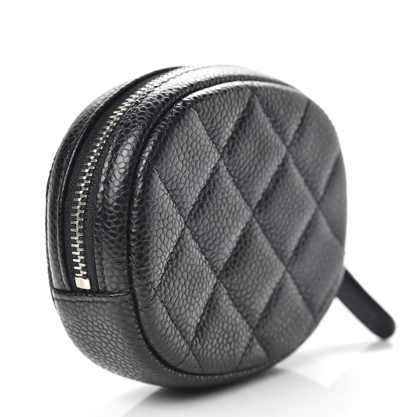 Metallic Caviar Quilted Zip Around Classic Coin Purse Black
