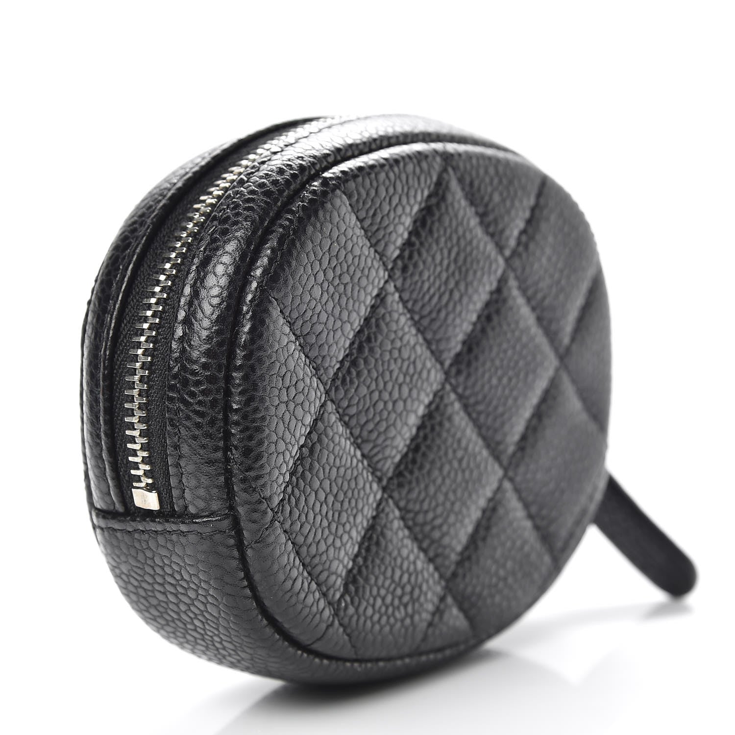 Chanel Metallic Caviar Quilted Zip Around Classic Coin Purse Black 4 of 9