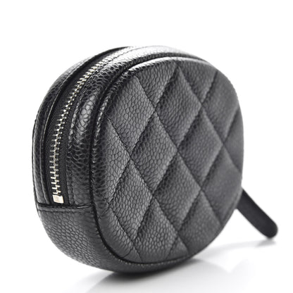 Chanel Metallic Caviar Quilted Zip Around Classic Coin Purse Black 4 of 9