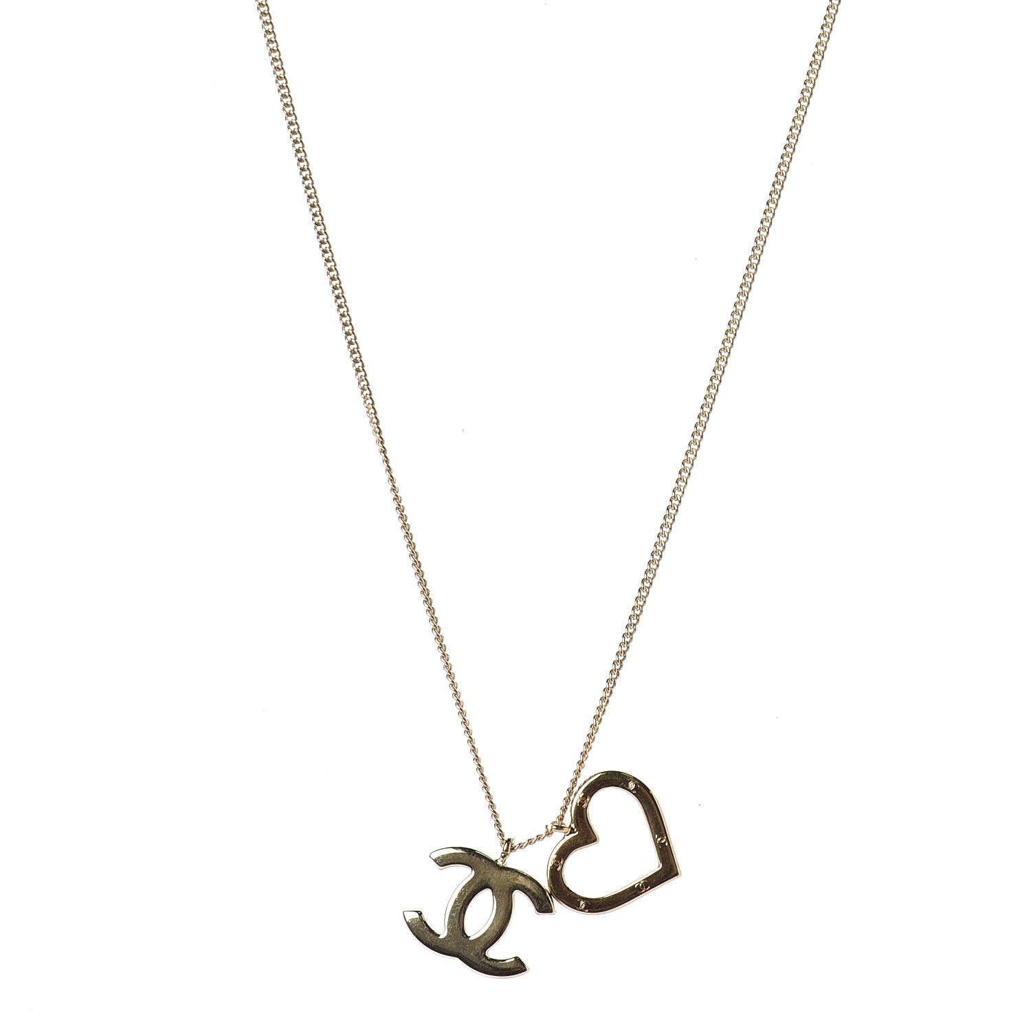 Chanel CC Heart Necklace Gold 3 of 6