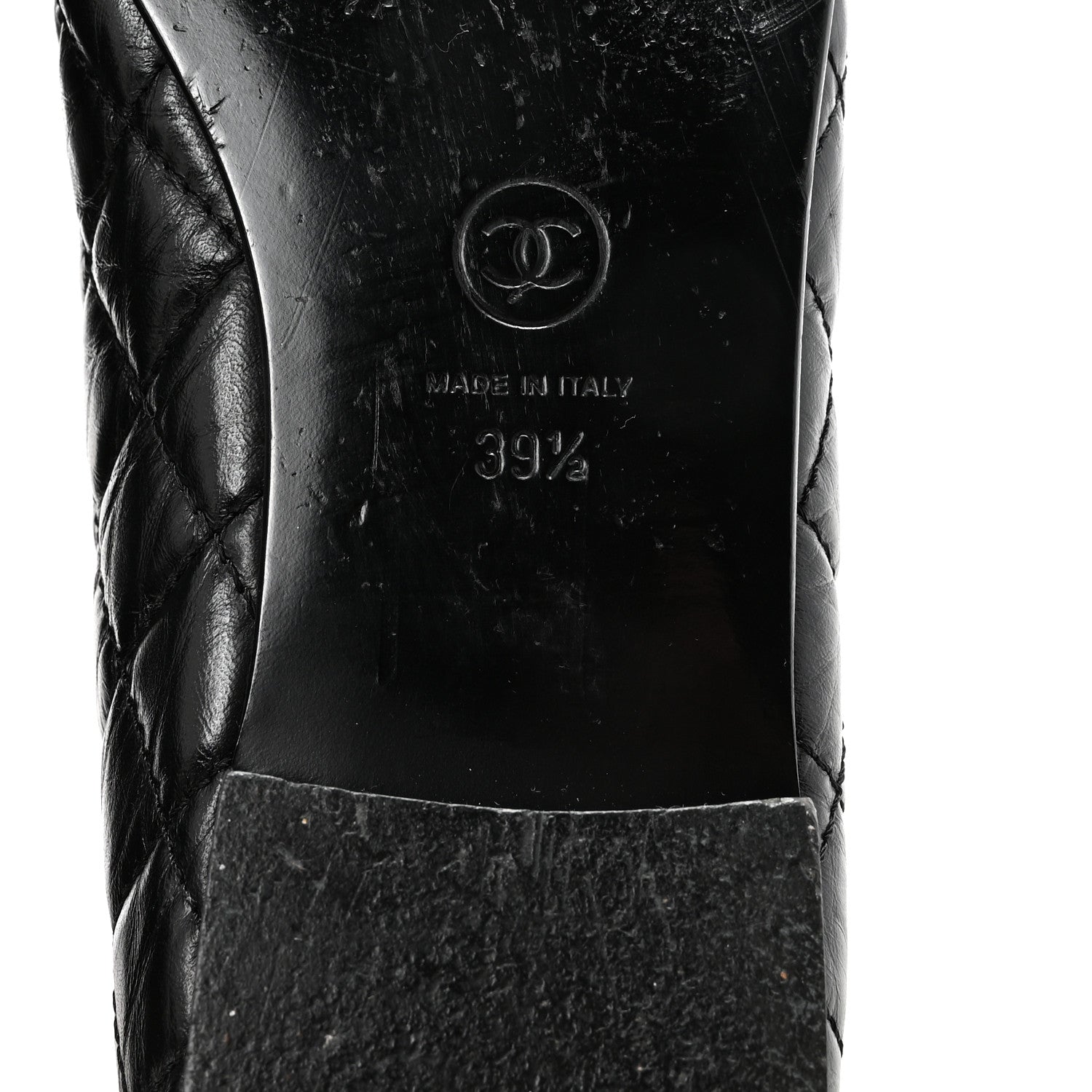 Chanel Aged Calfskin Quilted CC Cap Toe Ballerina Flats 39.5 Black 7 of 9