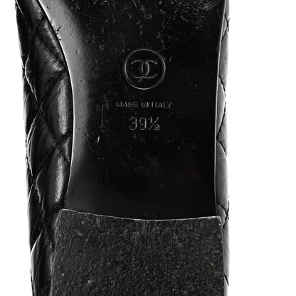Chanel Aged Calfskin Quilted CC Cap Toe Ballerina Flats 39.5 Black 7 of 9