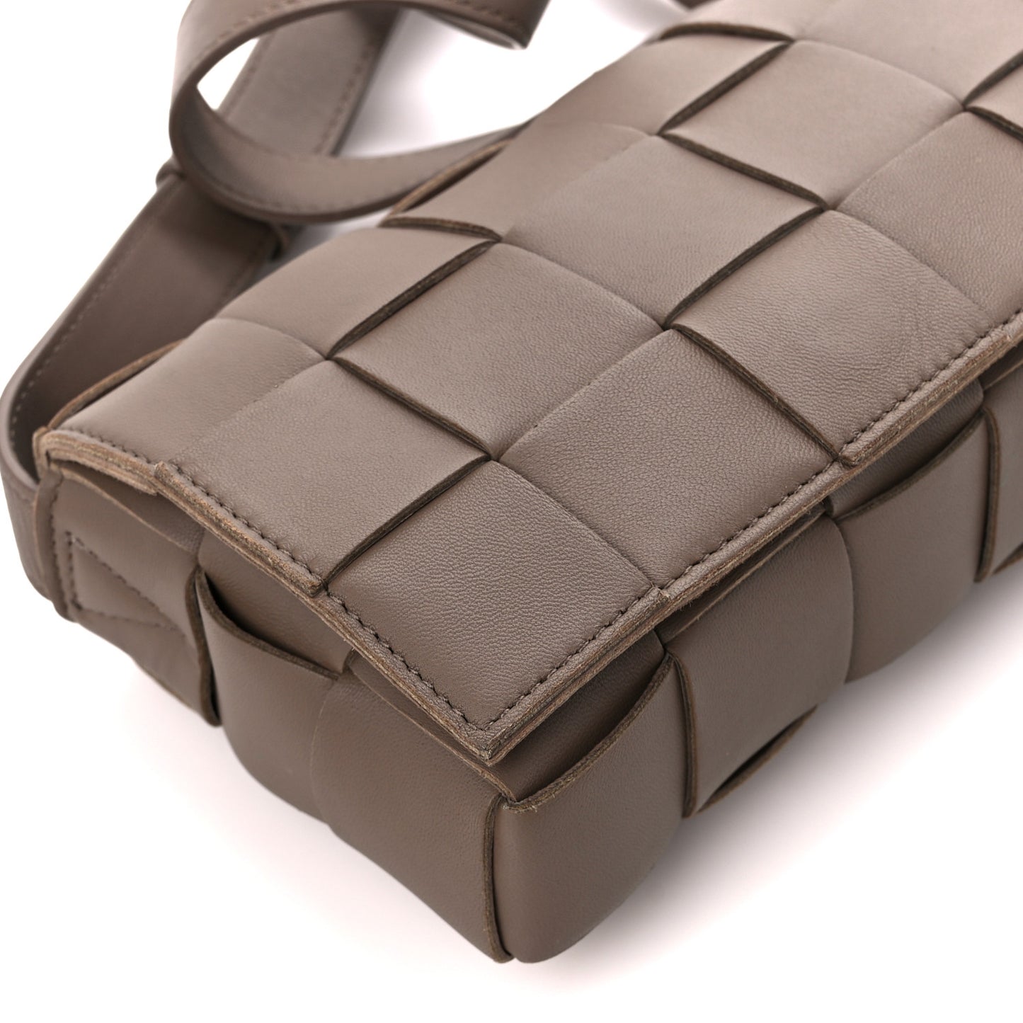 Lambskin Maxi Intreccio Small Cassette Crossbody Bag Taupe Grey