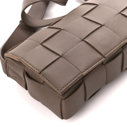 Bottega Veneta Lambskin Maxi Intreccio Small Cassette Crossbody Bag Taupe Grey 10 of 11