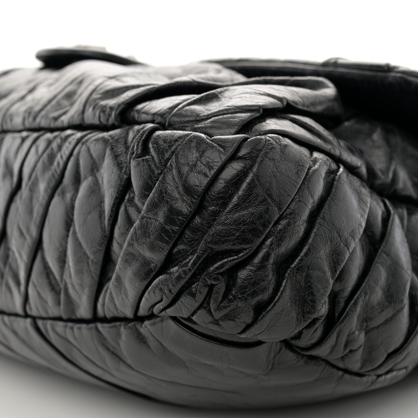 Glazed Calfskin Twisted Maxi Flap Black