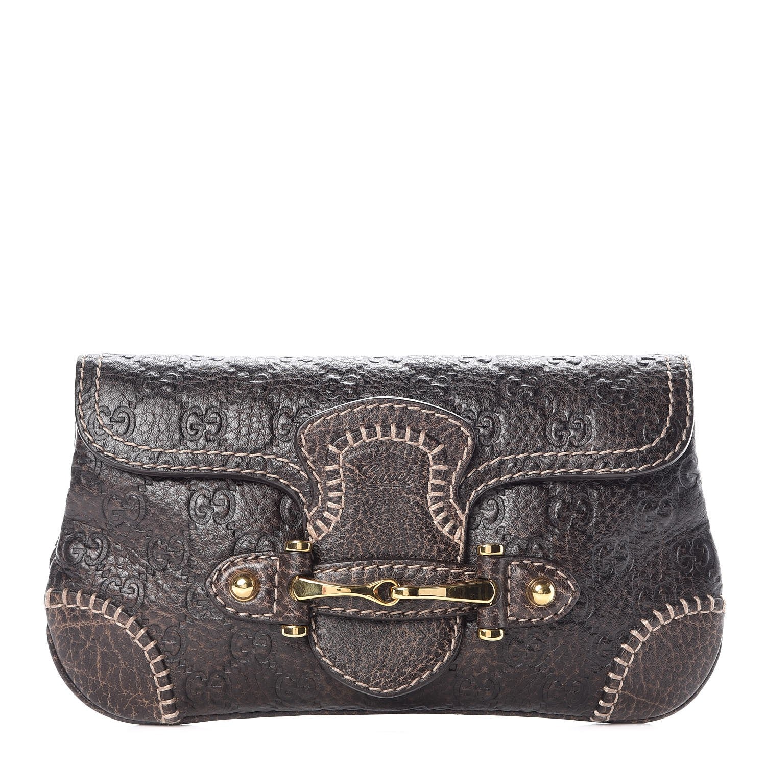 Gucci Guccissima New Pelham Clutch Dark Brown 1 of 8