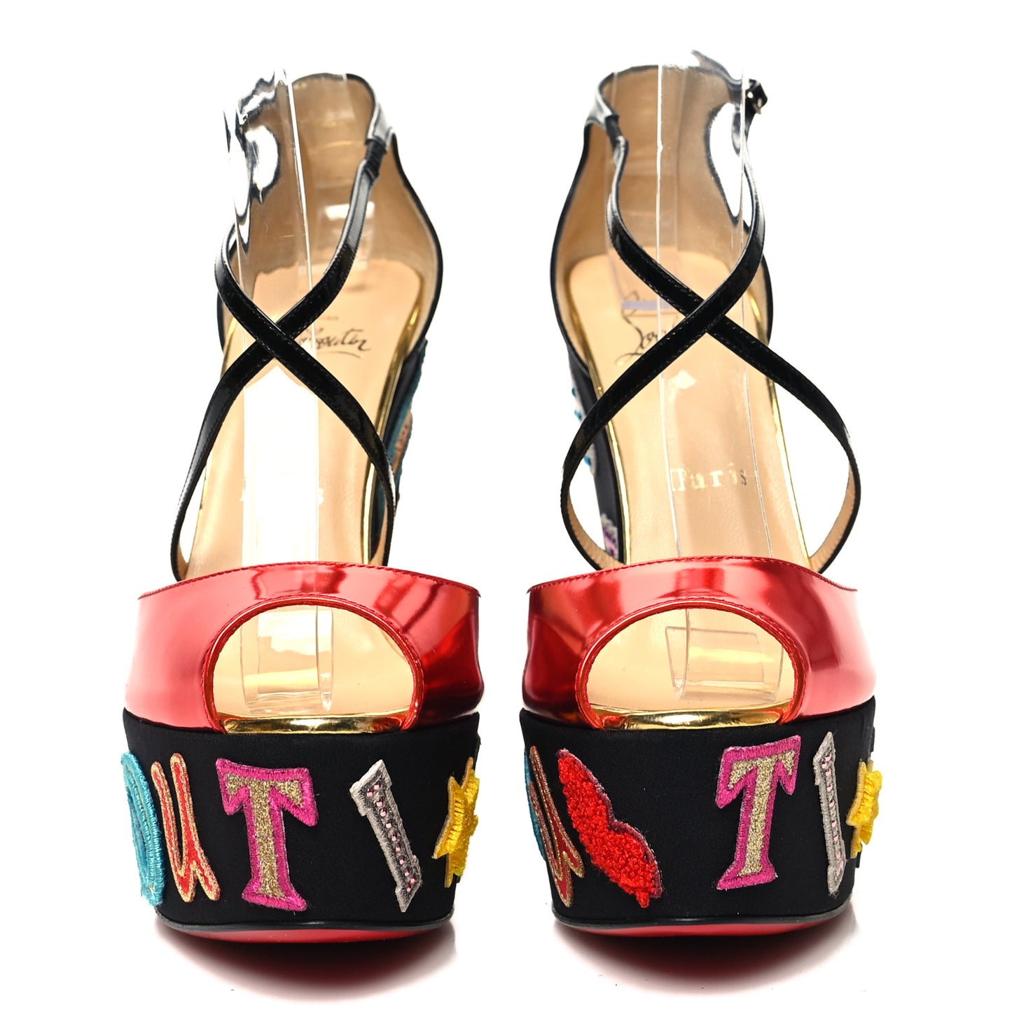 Patent Loubi Zeppa 140 Wedges 37.5 Black Red