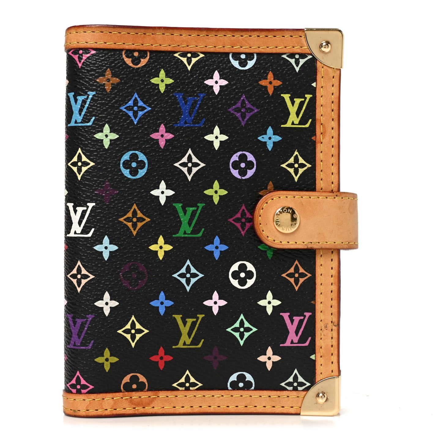 Monogram Multicolor Small Ring Agenda Cover Black