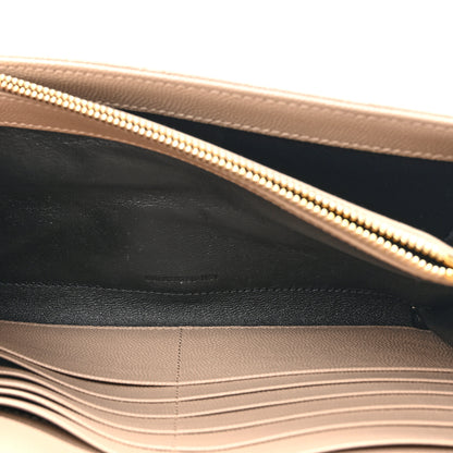 Saint Laurent Grain De Poudre Mixed Matelasse Triquilt Monogram Chain Wallet Dark Beige 5 of 14
