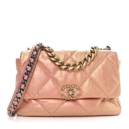 Chanel Iridescent Lambskin Quilted Large Chanel 19 Flap Pink 1 of 10