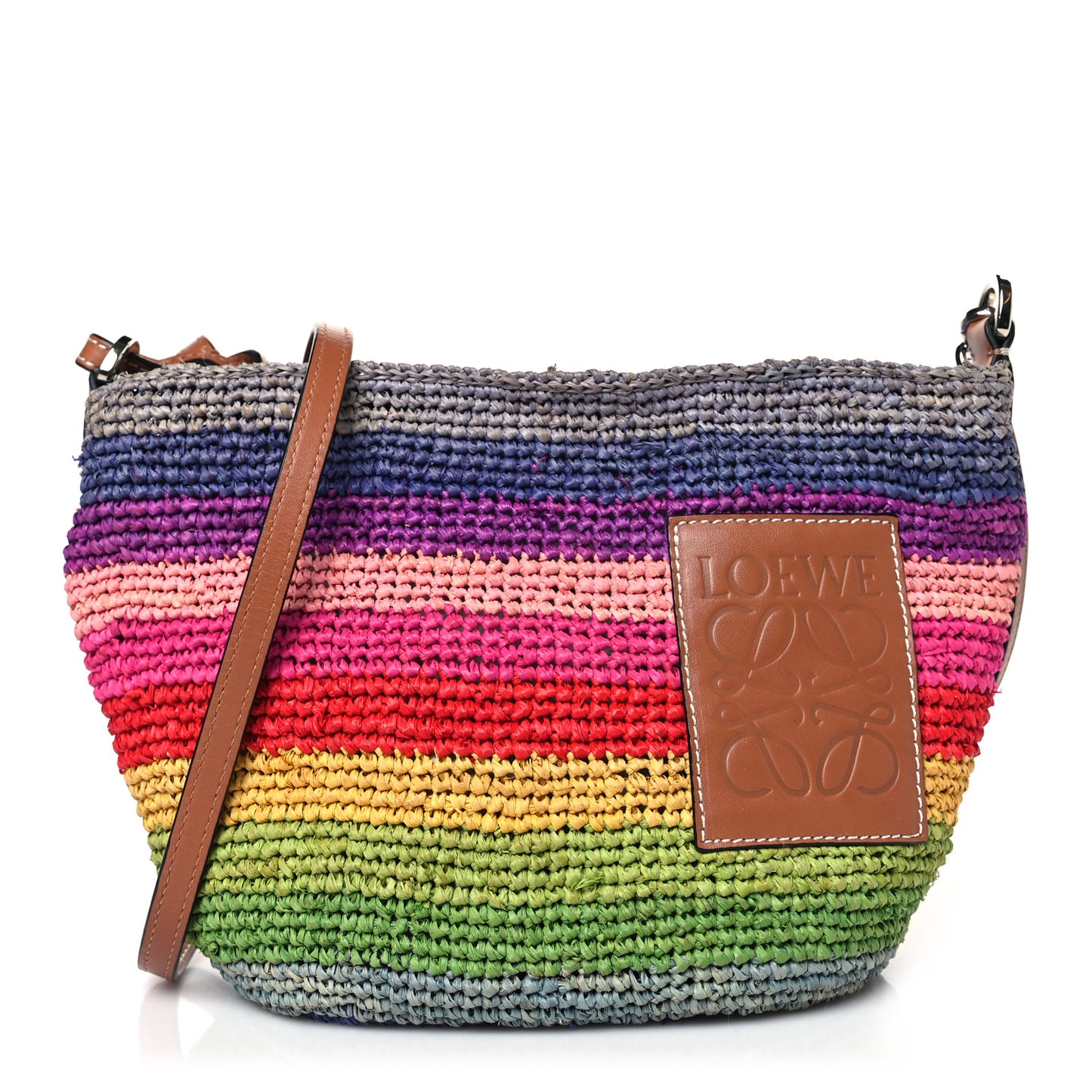 Raffia Paula's Ibiza Rainbow Crossbody Bag Tan