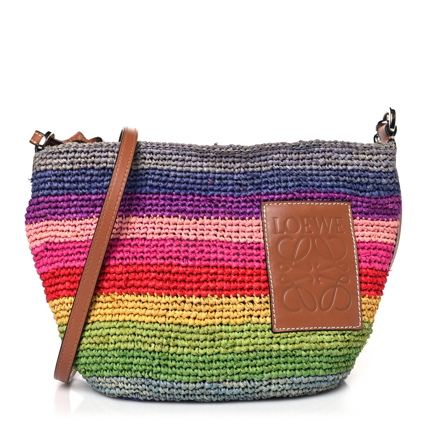 Loewe Raffia Paula's Ibiza Rainbow Crossbody Bag Tan 1 of 9
