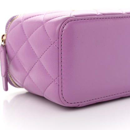 Chanel Lambskin Quilted Pearl Crush Small Vanity Case With Chain Purple 9 of 12
