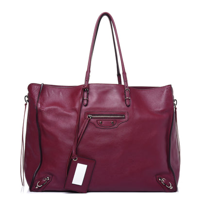 Balenciaga Veau Papier Classic Silver Hardware A4 Zip Around Tote Rouge Pourpre 1 of 38