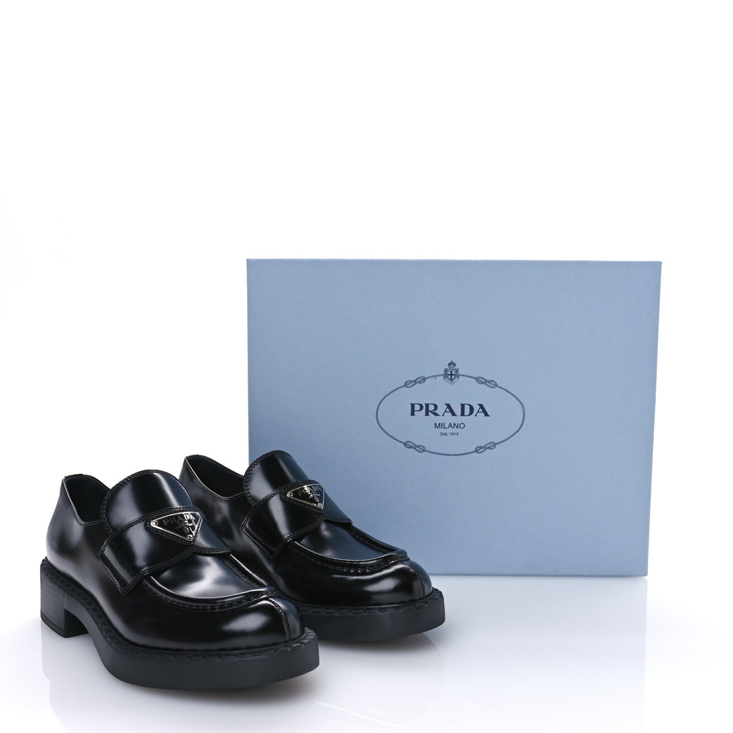 Spazzolato Metal Triangle Logo 50mm Loafers 37 Black