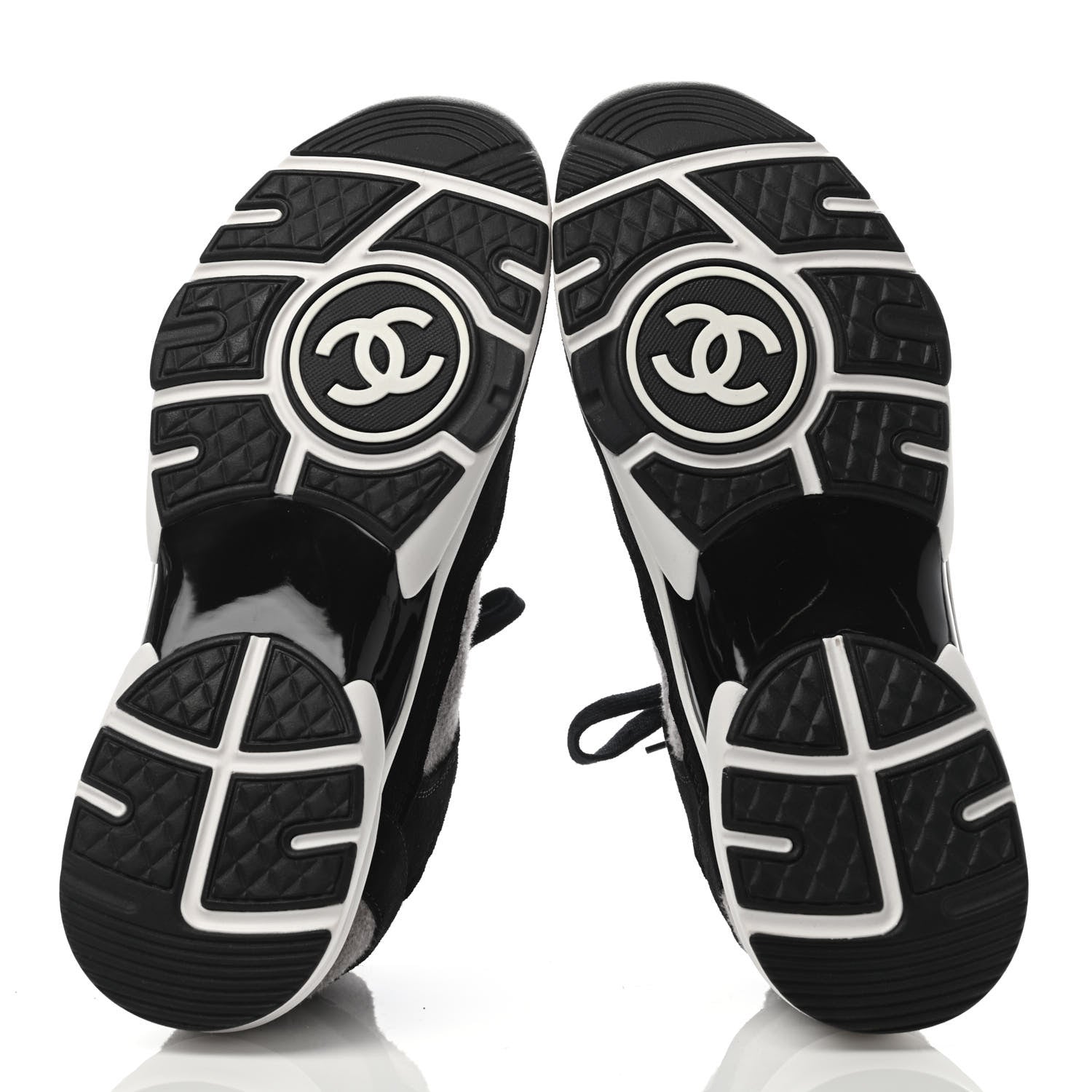 Chanel Fabric Suede Calfskin CC Sneakers 39.5 Grey Black 4 of 4