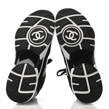 Chanel Fabric Suede Calfskin CC Sneakers 39.5 Grey Black 4 of 4