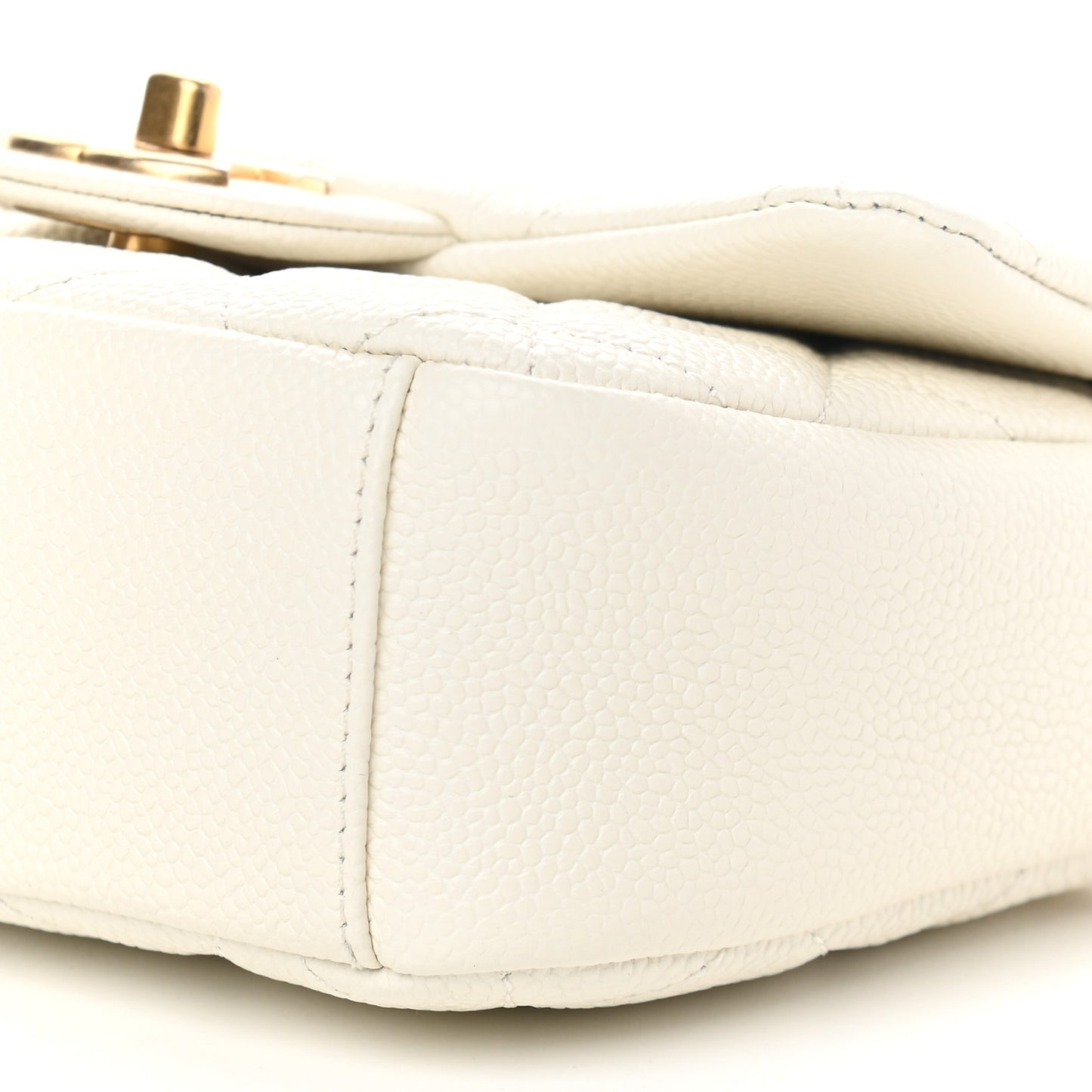 Caviar Quilted Mini Chain Soul Flap White