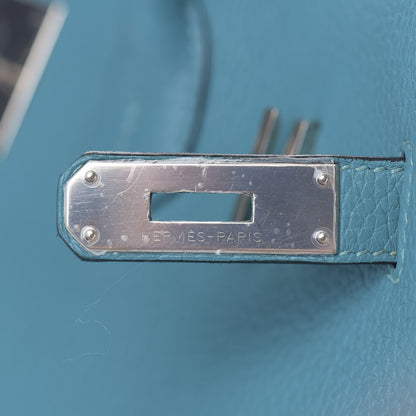 Hermes Taurillon Clemence Birkin 35 Turquoise 8 of 32