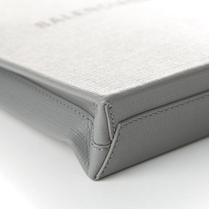 Balenciaga Squared Calfskin Logo Shopping Envelope Clutch Balenciaga Grey 8 of 9