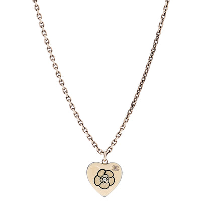 Chanel Enamel Heart CC Camellia Necklace Gold 1 of 3