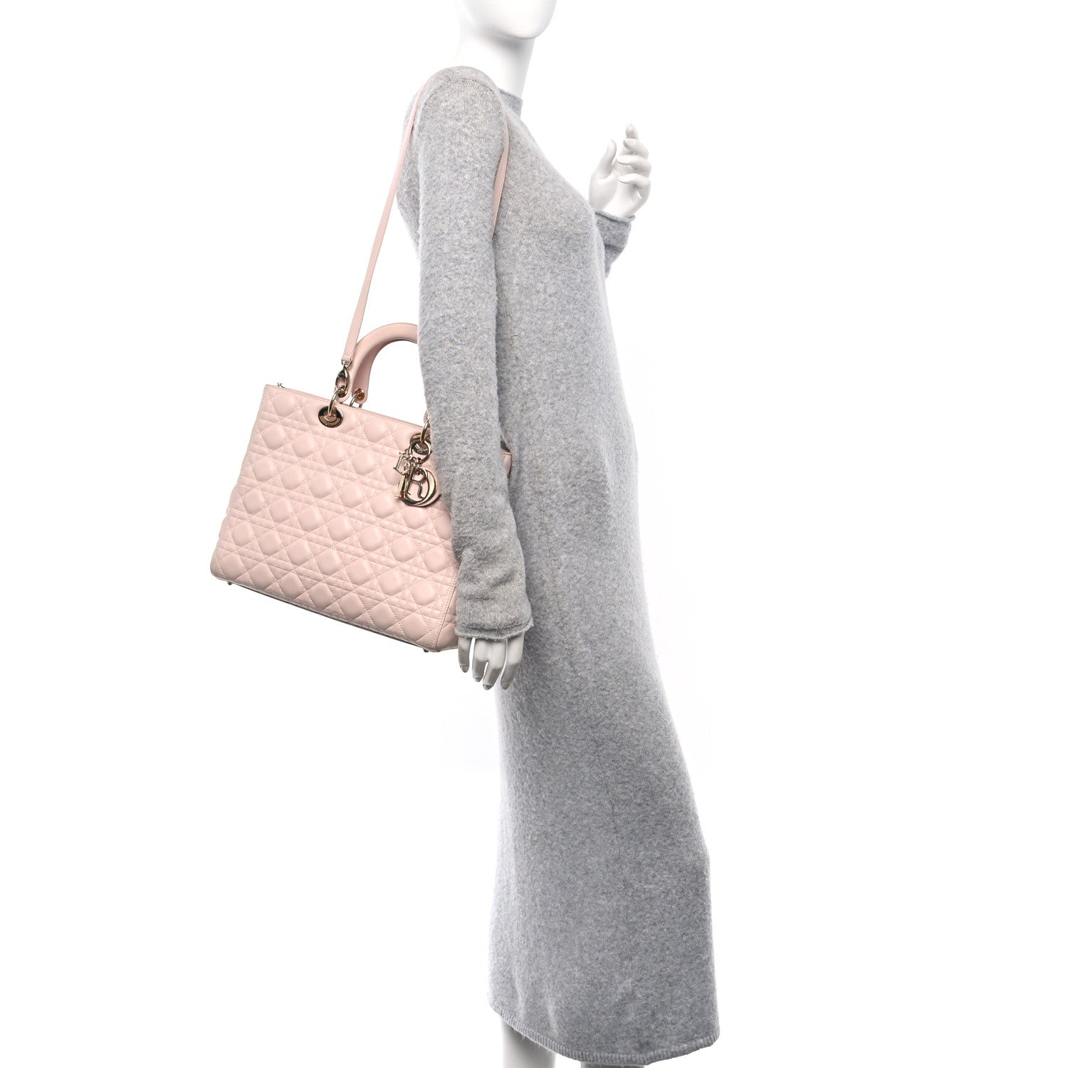 Christian Dior Lambskin Cannage Large Lady Dior Light Pink 2 of 10