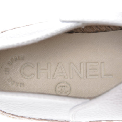 Chanel Grained Calfskin CC Espadrilles 35 White Black 7 of 8
