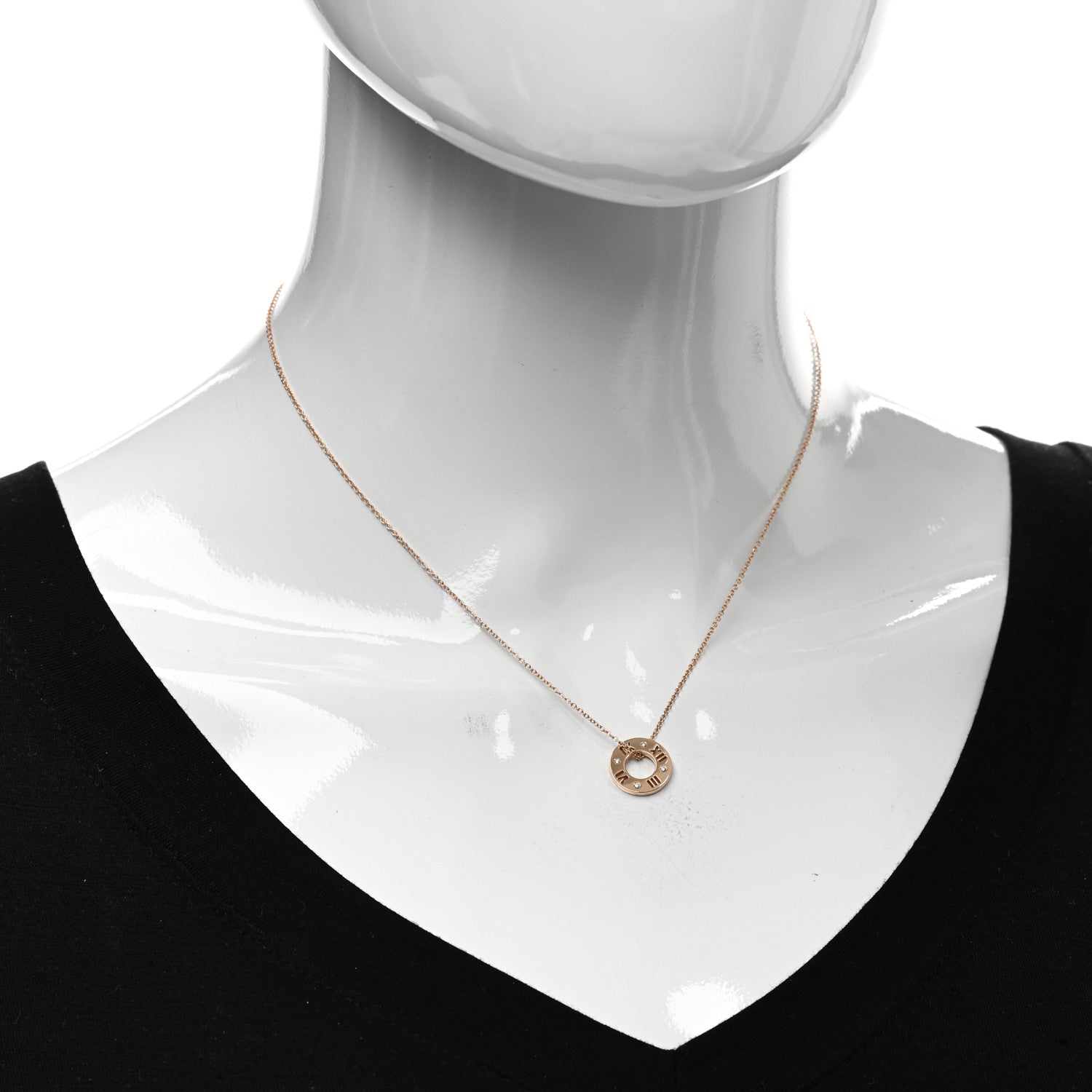 Tiffany 18K Rose Gold Diamond Atlas Pierced Pendant Necklace 2 of 4
