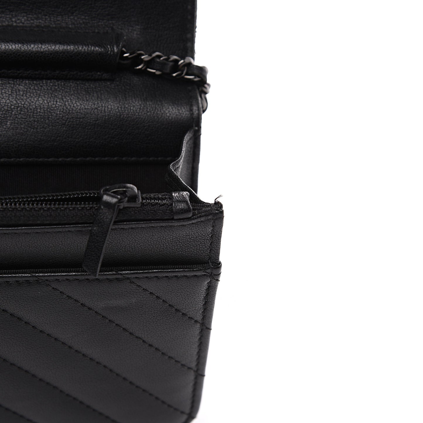 Sheepskin Chevron Reissue Wallet On Chain WOC So Black