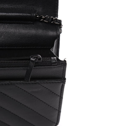Chanel Sheepskin Chevron Reissue Wallet On Chain WOC So Black 8 of 14