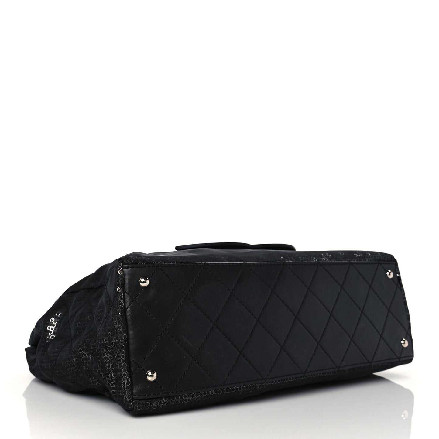 Calfskin Mesh Hidden Sequin CC Tote Black