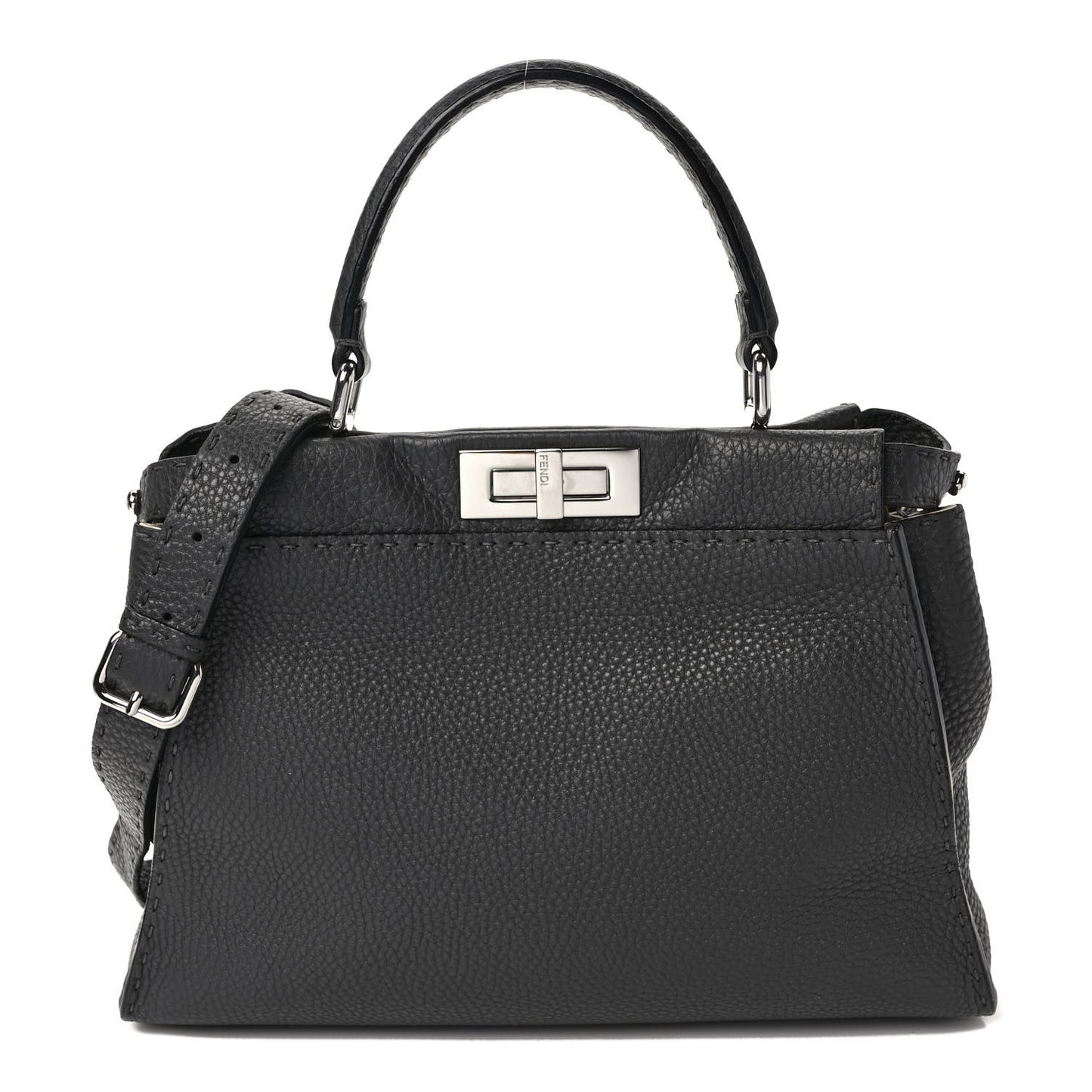 Cuoio Romano Selleria Bi-Color Medium Peekaboo Iconic Satchel Asfalto Latte