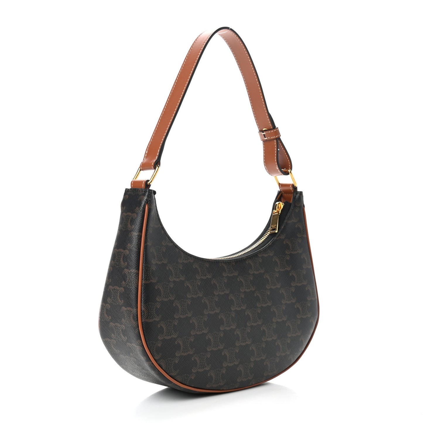 Triomphe Canvas Calfskin Ava Shoulder Bag Tan