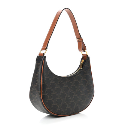 Celine Triomphe Canvas Calfskin Ava Shoulder Bag Tan 3 of 9
