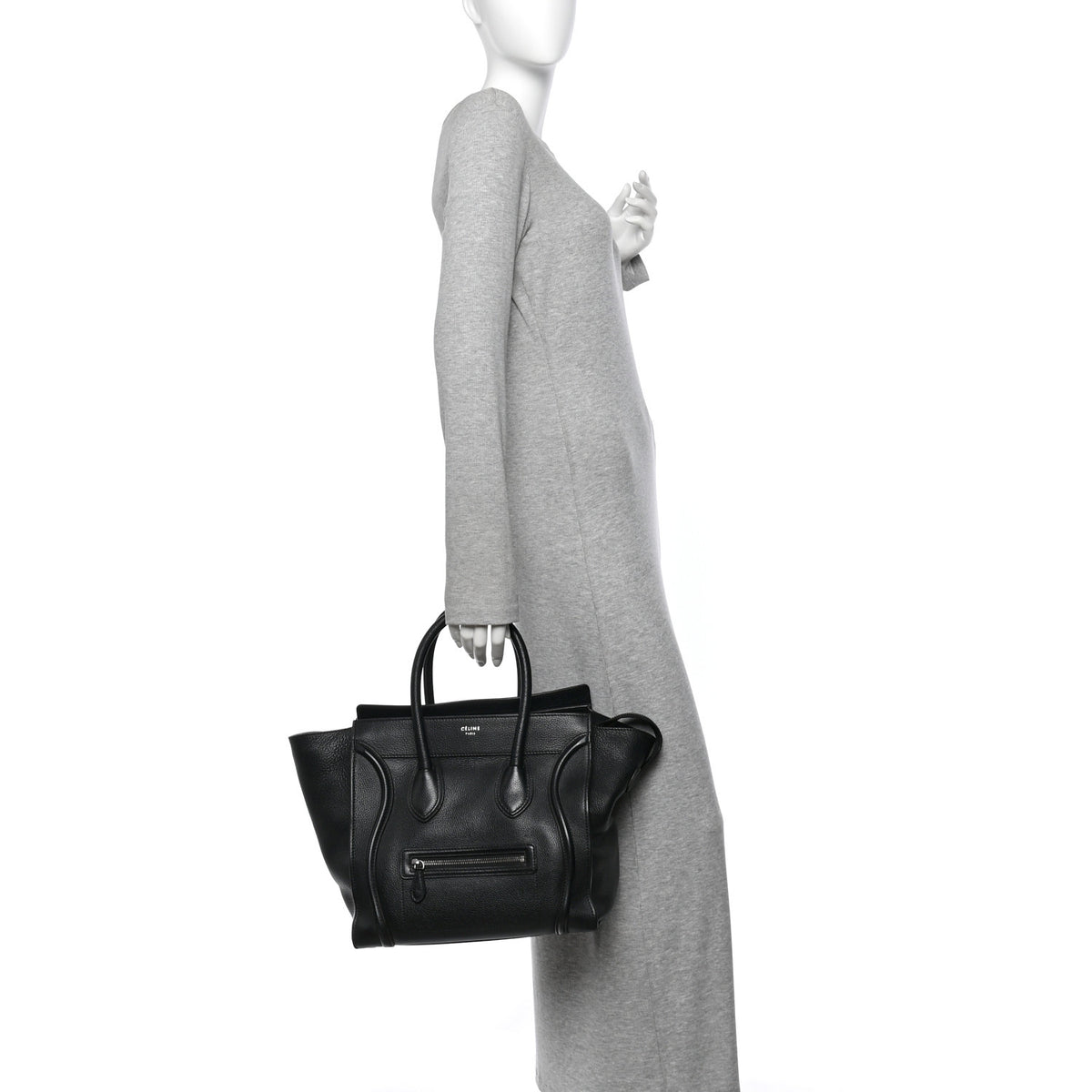 Celine Drummed Calfskin Mini Luggage Black 2 of 11
