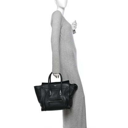 Celine Drummed Calfskin Mini Luggage Black 2 of 11
